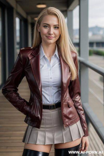 Red leather blazer - ai-porn.ai on pornsimulated.com