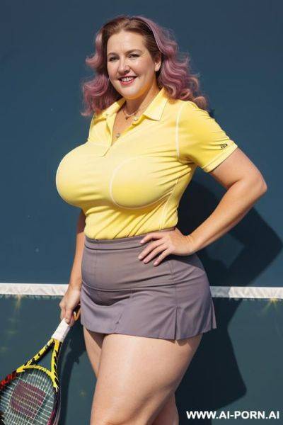 Very tan , bbw old supermodel, pear shaped, big eyes, wide hips, huge thighs, extra thicc, bbw - ai-porn.ai on pornsimulated.com