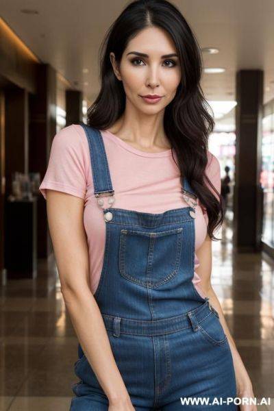(pink shirt and overalls), ((suburban mom)), ((higareda)), (gorgeous), beautiful eyes, (big full lips), (beautiful), (lean) ((photorealistic)) (tanned latina), ((ultra detailed photo)), ((hyper realistic photo)), (busty) - ai-porn.ai on pornsimulated.com