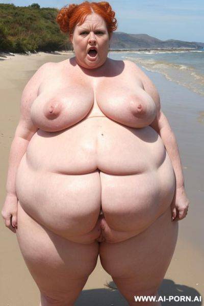 Extreme obese bbw , naked, outdoor, walking, tails, front view - ai-porn.ai on pornsimulated.com