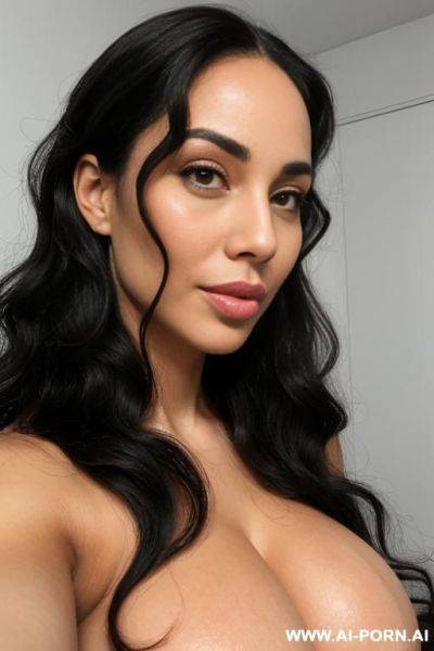 ((british white african mixed race, massive huge gigantic boobs, big lips, large lips, long voluminous wavy hair, perfect white skin, totally naked, close view)) - ai-porn.ai - Britain on pornsimulated.com