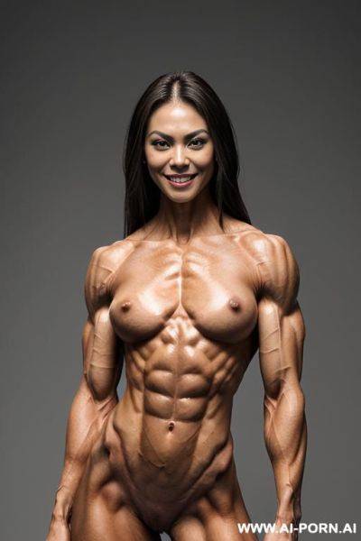 (naked), (nude), (shortest most muscular hongkong woman only), ((((sinewy gaunt slender famous hongkong actress)))), ((short)), ((very white pallid skin)), ((perfect hard erotic pink rosy nipples)), hard - ai-porn.ai on pornsimulated.com