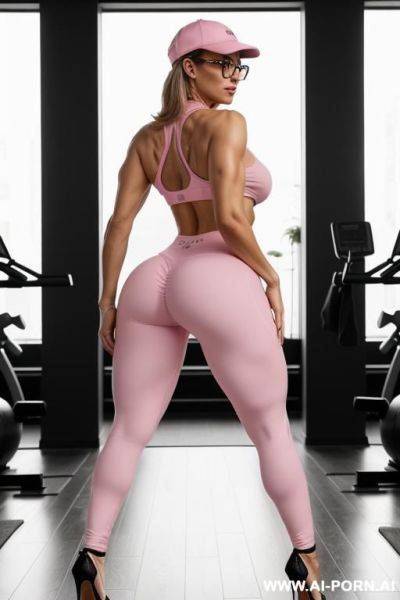 (hot tall woman) (swedish) (huge tits) (full body shot) (very huge high heels) (amazing fitness abs) (pink yoga leggings ) (long sleve croptop) (glasses) (sport cap) - ai-porn.ai - Sweden on pornsimulated.com