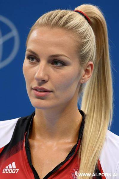 German olympic volleyball player blonde ponytail close-up - ai-porn.ai - Germany on pornsimulated.com