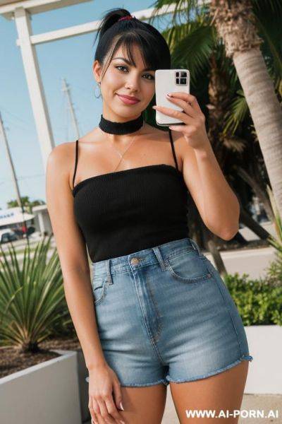 Latina taking a photo of herself in the mirror showing her vagina - ai-porn.ai on pornsimulated.com