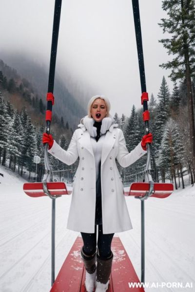 Cum is dripping from her mouth. she has cum all over her face, hair, neck, and breasts. she also has cum all over her hands and arms. she is also giving a blowjob, and the duck is coated in cum. she is totally coated in cum. - ai-porn.ai on pornsimulated.com