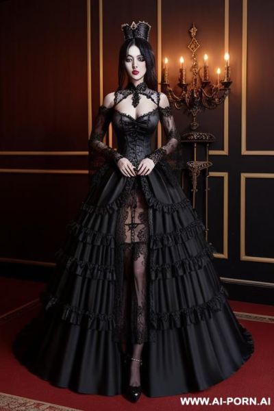 Pet collar, monstrous, (((lace ))), lace black clothes, many lady in tea party, pee in cup - ai-porn.ai on pornsimulated.com
