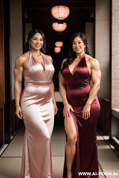 Japanese bbw taller female bodybuilders are standing side by side - ai-porn.ai - Japan on pornsimulated.com