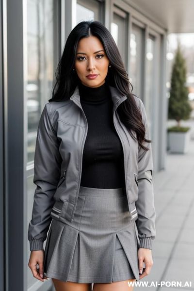 Woman black long hair red turtleneck jeans - ai-porn.ai on pornsimulated.com