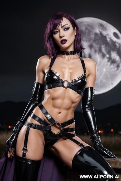 ((((abs)))) ((((black short spiky)))) ((piercings)) (fit and slender) (wet skin) (black lipstick) ((woman with ahegao face)) ,reduced chest, narrow chin, narrow back, bitty breast, choker , (tinny), - ai-porn.ai on pornsimulated.com
