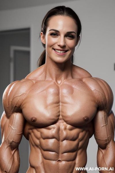(naked smiling pretty short white fbb), (nude smiling pretty short white fbb), (looking at the camera with pretty eyes), beautiful eyes, ultra detailed, best quality color, finely detailed muscle, - ai-porn.ai on pornsimulated.com