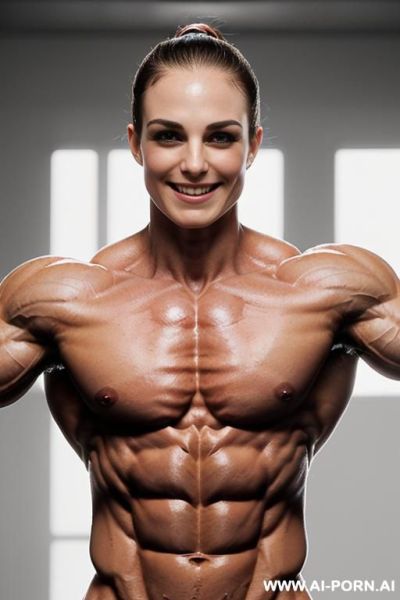 (naked smiling pretty short white fbb), (nude smiling pretty short white fbb), (looking at the camera with pretty eyes), beautiful eyes, ultra detailed, best quality color, finely detailed muscle, - ai-porn.ai on pornsimulated.com