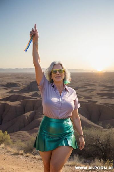 (suburban sexy old ladies) (tight leather shorts) (hiking in the bad lands) - ai-porn.ai on pornsimulated.com