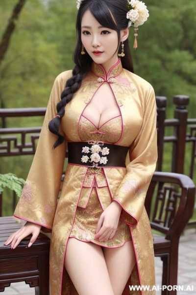 Chinese princess, lace pleated skirts, chinese clothes, traditional clothes, chinese old version, old china outfit, short skirts, through clothes - ai-porn.ai - China on pornsimulated.com