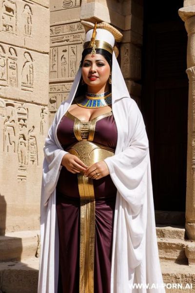 Ancient egyptian chubby fifty years old priestess in a traditional dress - ai-porn.ai - Egypt on pornsimulated.com