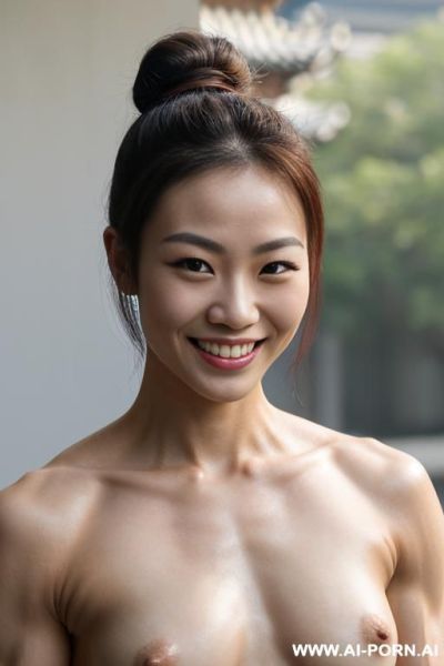 ((nude chinese smiling very muscular short fitness woman kungfu champion with rockhard pecs)), - ai-porn.ai - China on pornsimulated.com