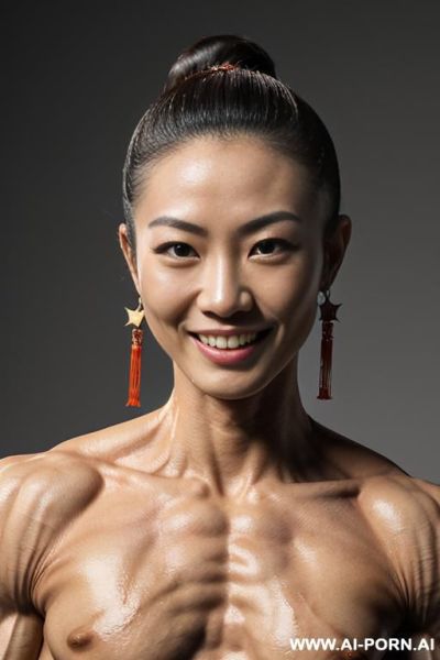 ((nude chinese smiling very muscular short fitness woman kungfu star with rockhard pecs)), (extreme sculpted abs), ((very muscular pecs)), ((very muscular fbb delts)), ((very muscular fbb traps)), - ai-porn.ai - China on pornsimulated.com