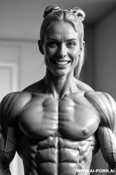 ((nude white smiling very muscular short fitness model d. messing with rockhard pecs)), (extreme sculpted abs), ((very muscular pecs)), ((very muscular fbb delts)), ((very muscular fbb traps)), ((nude - ai-porn.ai - Norway on pornsimulated.com