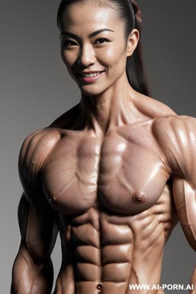 ((nude hongkong smiling very muscular short fbb woman kungfu goddess with rockhard pecs)), (extreme sculpted abs), ((very muscular pecs)), ((very muscular fbb delts)), ((very muscular fbb traps)), - ai-porn.ai - China on pornsimulated.com