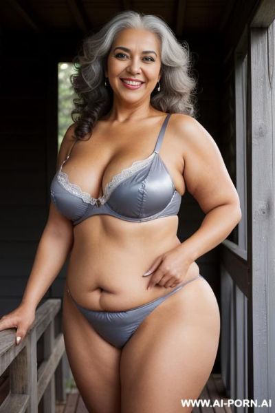 (nightgown ), (((standing on a cabin porch))), ((dark tanned arabic )), (bbw old mature women sexy old ladies in fullback panties white nylon (pretty face), (detailed face), (perfect), (natural lighting), ((highly detailed photo)), (asin), ((busty)) - ai-porn.ai on pornsimulated.com
