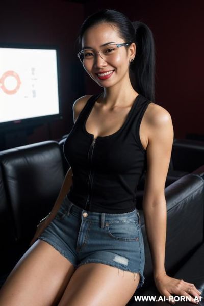 (tight denim shorts) (tank top) (hiking) (sunset) - ai-porn.ai on pornsimulated.com