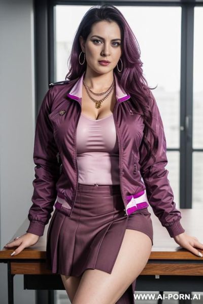 Mature, milf, perfect hourglass figure, eye contact, looking into camera, necklace, earrings, bracelets, wearing flowers, totally naked, full hhuman cow with pump on niples - ai-porn.ai on pornsimulated.com
