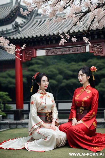 Chinese qeen, pleated dress, chinese clothes, traditional clothes, chinese wedding, old china outfit - ai-porn.ai - China on pornsimulated.com