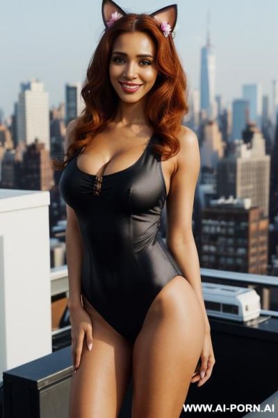 ( black crew neck sleeveless swimsuit bodysuit ), (((standing in a modern manhattan penthouse rooftop ))), (( indian )), (lean), (pretty face), (detailed face), (perfect), (natural lighting), ((highly detailed photo)), (asin), ((busty)) - ai-porn.ai - India on pornsimulated.com