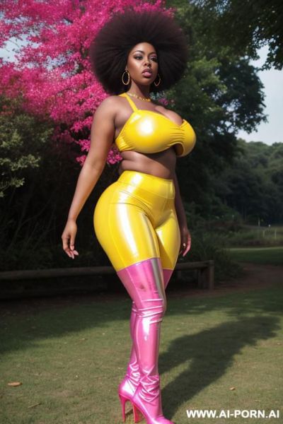 (((shiny pink red yellow color outfit))), extremely long droopy massive boobs hanging stretched very long way, droopy long breasts, sexy ultrarealistic, longest stretched chest hanging sagging long way - ai-porn.ai on pornsimulated.com
