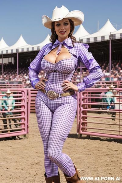 Gigantic tits. light purple tight spandex compression suit. no cleavage. - ai-porn.ai on pornsimulated.com