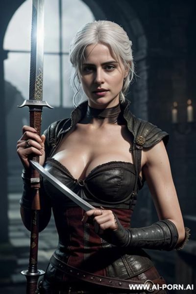 Ciri holds bastard sword - ai-porn.ai on pornsimulated.com