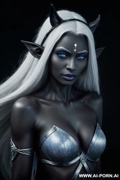 E i l i s t r a e e, the dark dancer, goddess from d&d, finely detail, drow skin, drow elf ears, ultra detailed face, highly detailed skin, highly detailed hands, tall and lithe figure, - ai-porn.ai on pornsimulated.com