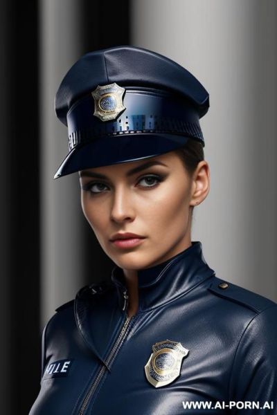 Sci-fi policer (front view) (keep face) (detailed model face) sexy eyes (beautiful sexy face) make up (eye contact) detailed eyes, detailed hands (wearing sci-fi policer bodysuit) - ai-porn.ai on pornsimulated.com