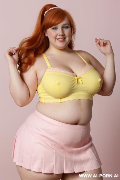 (((half body photo shot close up))). a (((british obese fat bbw redhead))), ((thick body, with love handless)). lingerie top. - ai-porn.ai - Britain on pornsimulated.com