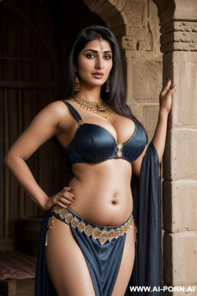 (medieval indian farm wife), ((dark blue strap clothes, belly dancer)), ((busty natural)) ((soft face)) ((persian dark skin)) - ai-porn.ai - India - Iran on pornsimulated.com