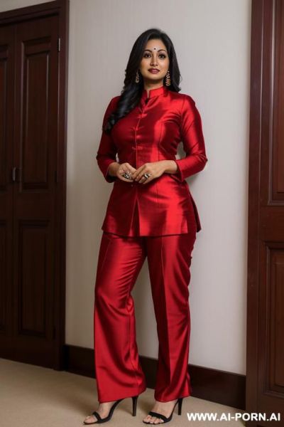 Bangladeshi mature, red shal kameez, pants - ai-porn.ai on pornsimulated.com
