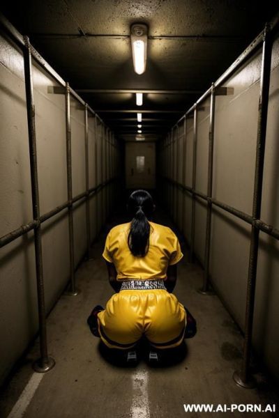 Bangladeshi mature woman, very dark skin, light-yellow clothes, twerk pose - ai-porn.ai on pornsimulated.com