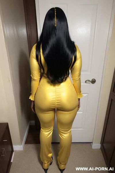 Bangladeshi mature woman, very dark skin, light-yellow clothes - ai-porn.ai on pornsimulated.com