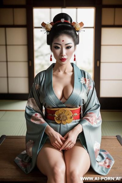 A very busty goddess of sex, fully naked, desert temple, very detailed, ((giant swollen breasts)), wide hips, perfect eyes, (gigantic heavy round tits), voluptuous, perfect hands - ai-porn.ai on pornsimulated.com