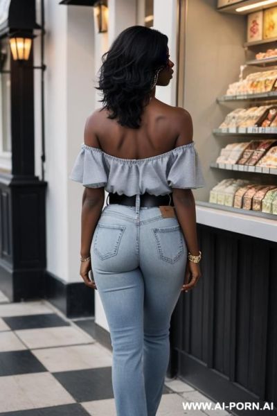 Ebony mature, mom blue jeans, sexy ass, silver belt, oxford shoes - ai-porn.ai on pornsimulated.com