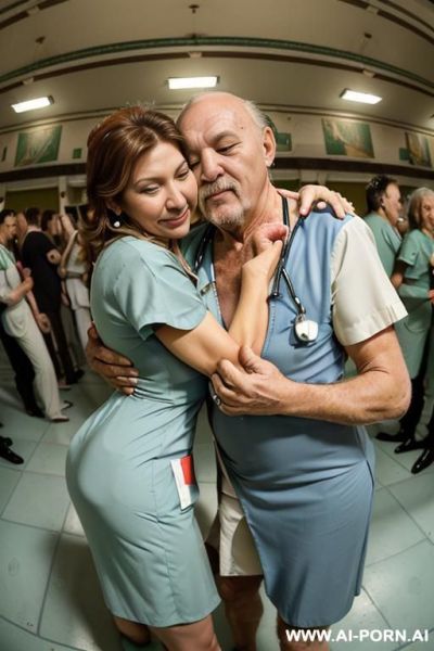 ((((view fish eye lens view)))) ((((next oldman hugging)))) ((((woman keep face)))) at birdtday celebration ((((italian nurse)))) lot oldmen look at her close up having fun ((((sexy tight dress perfect huge tits)))) muscle fit - ai-porn.ai - Italy on pornsimulated.com