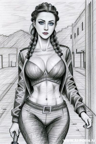 ((((mediun body shot)))) ((((image comic-drawing pencil style)))) down level shot boobs close up ((((landscape office)))) ((((security guard)))) ((((walking sexy pose)))) ((((shameless)))) ((((horizonte gaze)))) - ai-porn.ai - Italy on pornsimulated.com