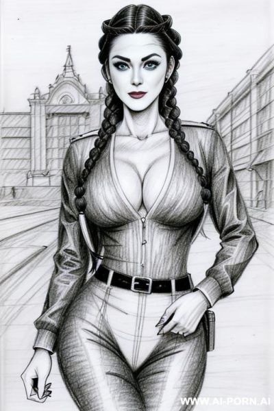 ((((mediun body shot)))) ((((image comic-drawing pencil style)))) down level shot boobs close up ((((landscape office)))) ((((security guard)))) ((((walking sexy pose)))) ((((front gaze)))) ((((big eyes)))) - ai-porn.ai - Italy on pornsimulated.com