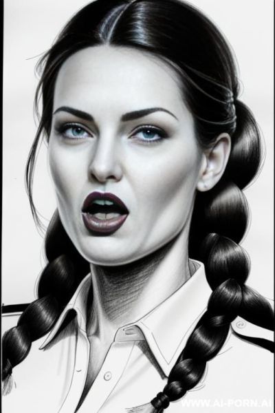 ((((medium body shot)))) ((((image comic-drawing pencil style)))) down level shot ((((face close up)))) ((((front face)))) ((((security guard)))) ((((open mouth)))) ((((very very open eyes)))) pretty italian - ai-porn.ai - Italy on pornsimulated.com