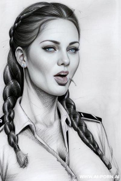 ((((medium body shot)))) ((((image comic-drawing pencil style)))) down level shot ((((face close up)))) ((((front face)))) ((((security guard)))) ((((open mouth)))) ((((very very open eyes)))) pretty italian - ai-porn.ai - Italy on pornsimulated.com