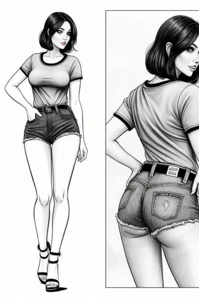 Landscape a under ground parking , (((image comic-drawing pencil style))) (((close up ass level up shot))) long, chuby, (((confused))) brunette pixie haircut (sexy slut) (from behind) (((in the - ai-porn.ai on pornsimulated.com