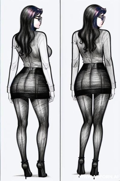 ((((full body shot)))) ((((in two panels))) ((((each panel a different pose sexy)))) ((((image comic-drawing pen style)))) down level shot ass close up ((((landscape photographic studio)))) ((((0 old - ai-porn.ai - Italy on pornsimulated.com