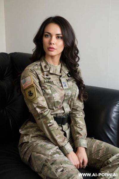 Curly hair latina in army uniform sucking a soldier big dick - ai-porn.ai on pornsimulated.com