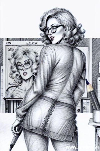 ((((in one panel))) ((((mediun body shot)))) ((((image comic-drawing pencil style)))) down level shot boobs in closedup ((((in the office)))) ((((anger)))) ((((from behind)))) pretty italian woman full - ai-porn.ai - Italy on pornsimulated.com