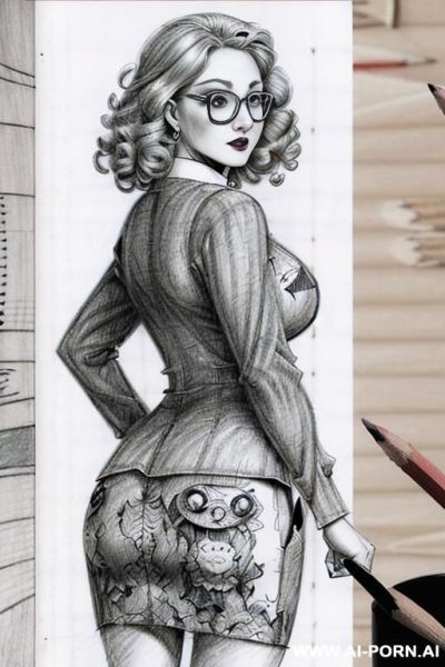 ((((in one panel))) ((((mediun body shot)))) ((((image comic-drawing pencil style)))) down level shot boobs in closedup ((((in the office)))) ((((annoyed)))) ((((big eyes)))) ((((from behind)))) pretty - ai-porn.ai - Italy on pornsimulated.com